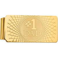 14K Yellow Gold #1 Dad Men's Polished Money Clip - 56mm by Oro Pregiato