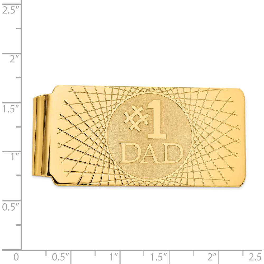 14K Yellow Gold #1 Dad Men's Polished Money Clip - 56mm by Oro Pregiato