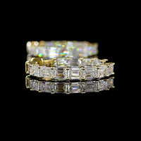 14K Yellow Gold 1" East-West Emerald Cut Lab Diamond Hoop Earrings - 5.54 Carats Total Diamond Weight - Covaloro Fine Jewelry