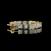 14K Yellow Gold 1" East-West Emerald Cut Lab Diamond Hoop Earrings - 5.54 Carats Total Diamond Weight - Covaloro Fine Jewelry