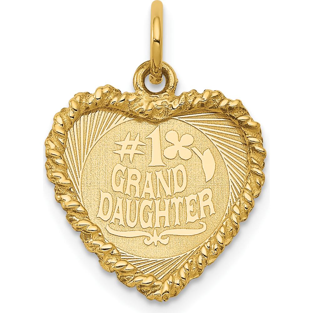 14K Yellow Gold #1 Granddaughter Heart Pendant with Rope Edge - 15mm by Oro Pregiato
