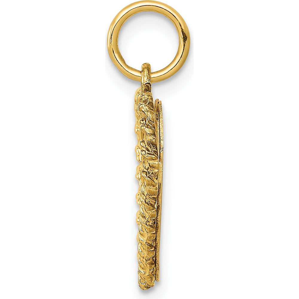 14K Yellow Gold #1 Granddaughter Heart Pendant with Rope Edge - 15mm by Oro Pregiato
