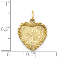 14K Yellow Gold #1 Granddaughter Heart Pendant with Rope Edge - 15mm by Oro Pregiato