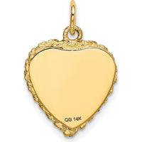 14K Yellow Gold #1 Granddaughter Heart Pendant with Rope Edge - 15mm by Oro Pregiato