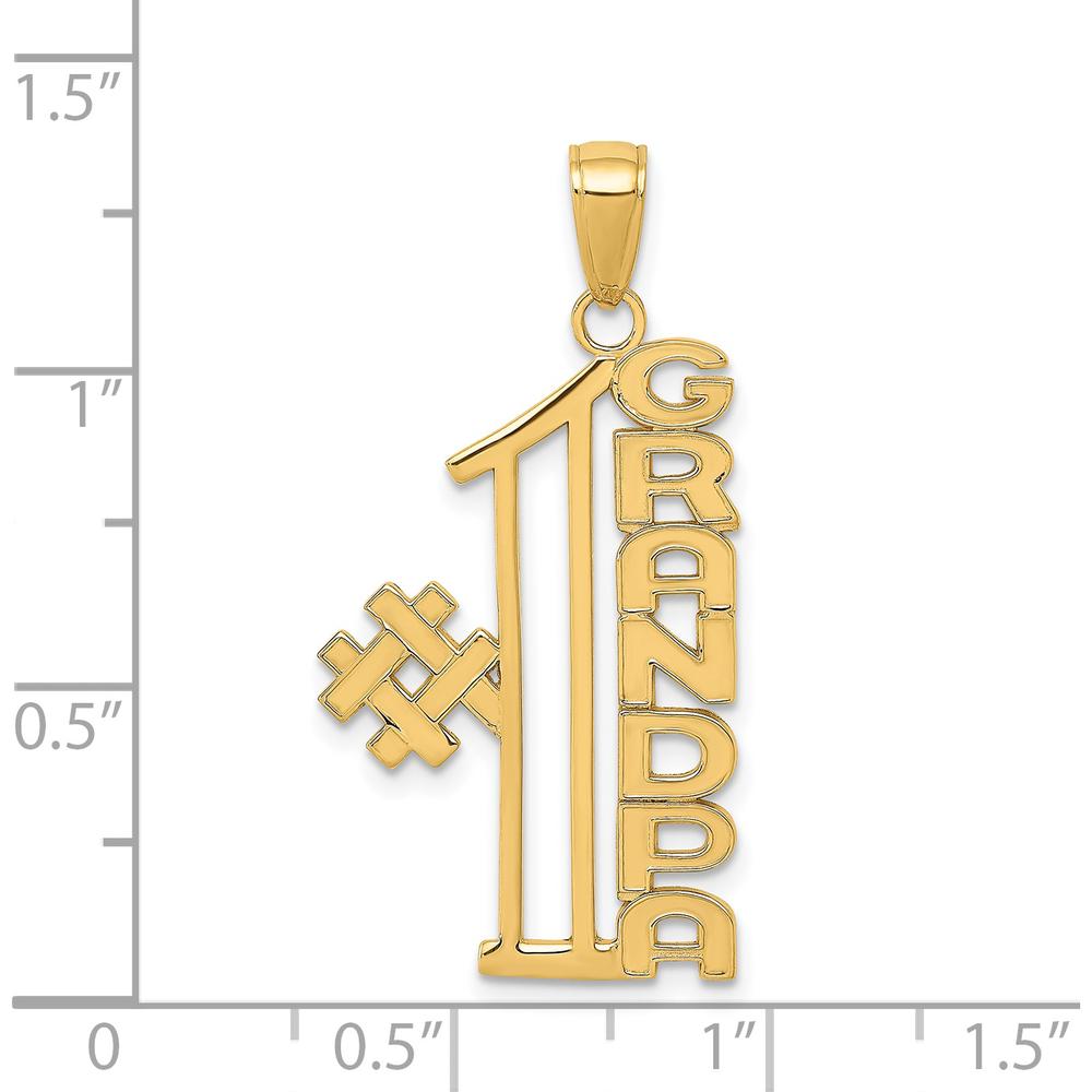 14K Yellow Gold "#1 Grandpa" Pendant - Solid Gold Tribute Charm by Oro Pregiato