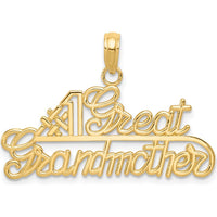 14K Yellow Gold #1 Great Grandmother Themed Pendant Charm - Solid Gold by Oro Pregiato