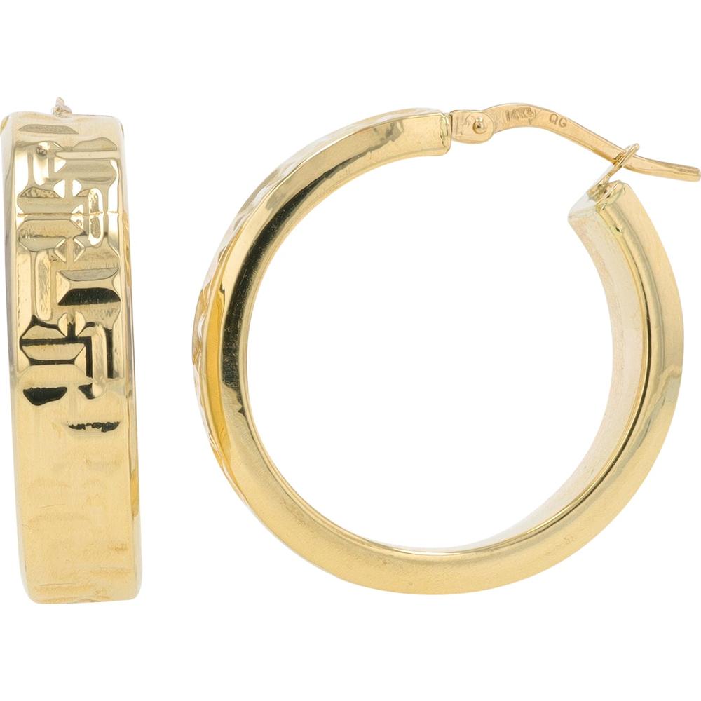 14K Yellow Gold 1" Medium Hoop Earrings - 5.15g Total Weight