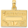 14K Yellow Gold #1 Teacher Charm with Engravable Area - Polished Finish by Oro Pregiato