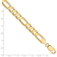 14K Yellow Gold 10.0mm Concave Open Figaro Chain Bracelet - 8 inches by Oro Pregiato