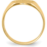 14K Yellow Gold 10.0x11.5mm Satin Finish Signet Ring - Unisex, Polished & Brushed by 0