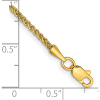 14K Yellow Gold 10" 1.55mm Semi-Solid Wheat Anklet with Lobster Clasp by Oro Pregiato