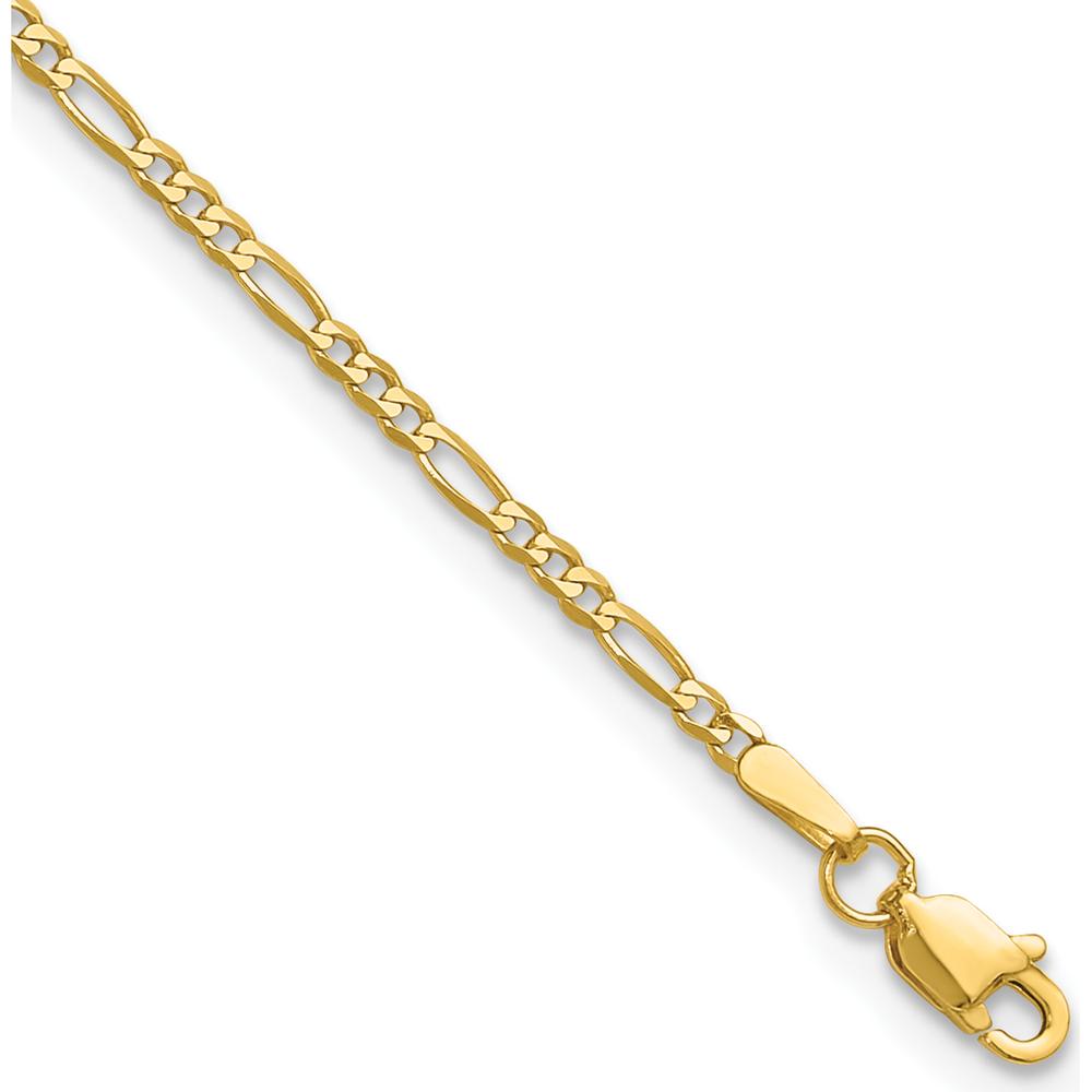 14K Yellow Gold 10" 1.8mm Flat Figaro Chain Anklet with Lobster Clasp by Oro Pregiato