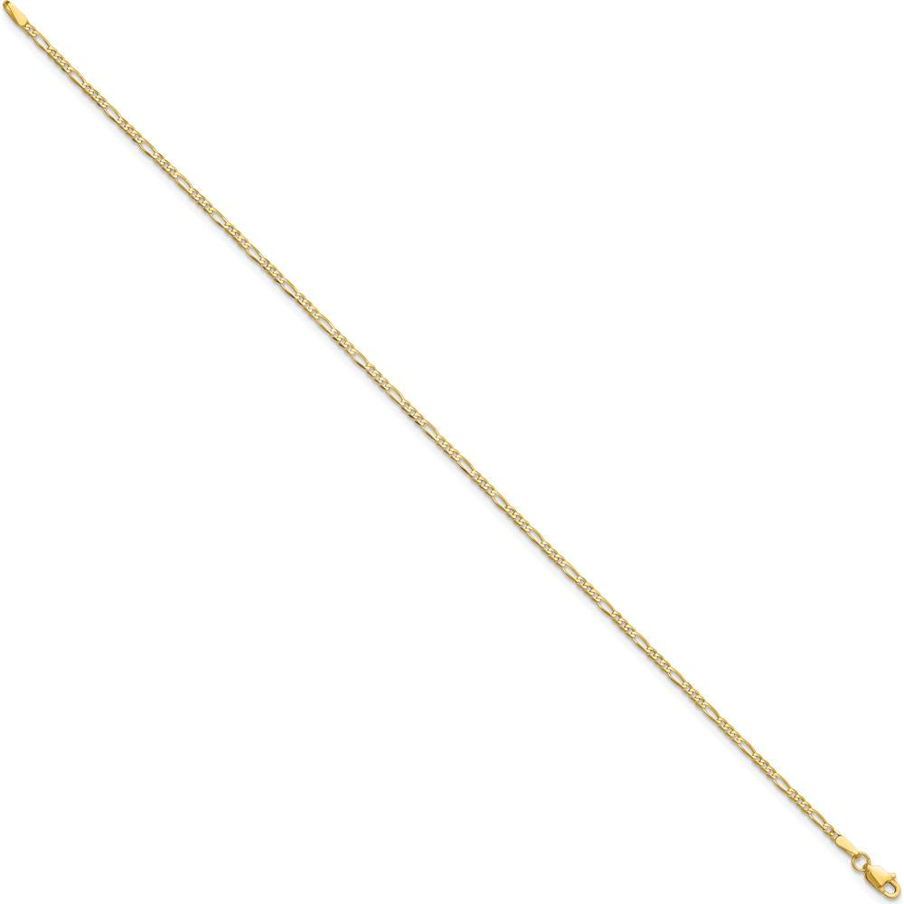 14K Yellow Gold 10" 1.8mm Flat Figaro Chain Anklet with Lobster Clasp by Oro Pregiato