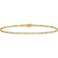 14K Yellow Gold 10" 1.8mm Flat Figaro Chain Anklet with Lobster Clasp by Oro Pregiato