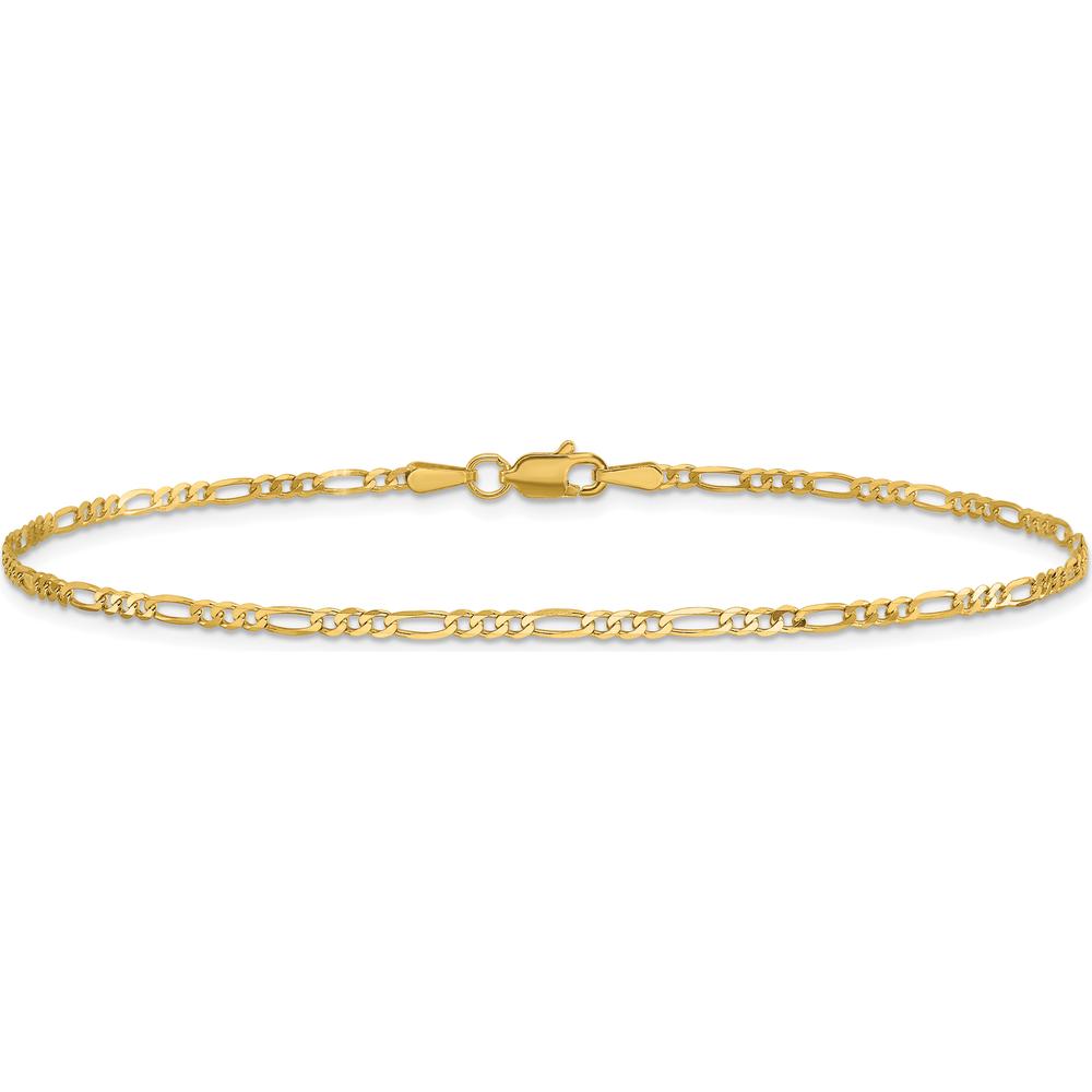 14K Yellow Gold 10" 1.8mm Flat Figaro Chain Anklet with Lobster Clasp by Oro Pregiato