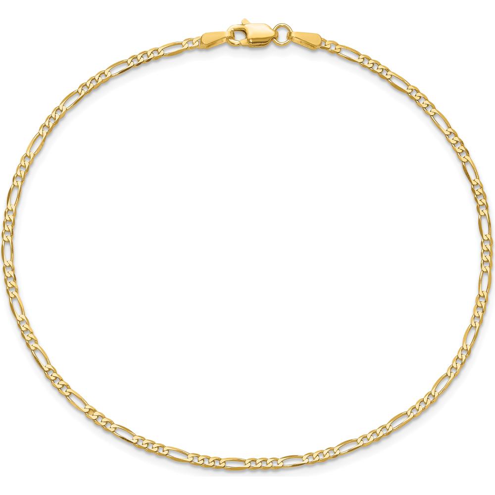 14K Yellow Gold 10" 1.8mm Flat Figaro Chain Anklet with Lobster Clasp by Oro Pregiato