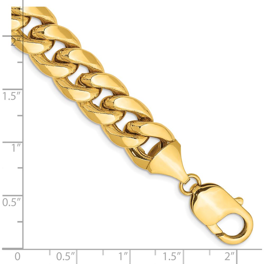 14K Yellow Gold 10" 11mm Semi-Solid Miami Cuban Link Bracelet with Lobster Clasp by Oro Pregiato