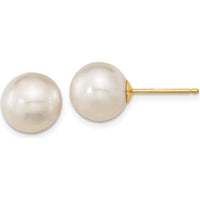 14K Yellow Gold 10-11mm White Round South Sea Saltwater Cultured Pearl Post Earrings by Monteluci Fine Jewelry