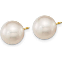 14K Yellow Gold 10-11mm White Round South Sea Saltwater Cultured Pearl Post Earrings by Monteluci Fine Jewelry