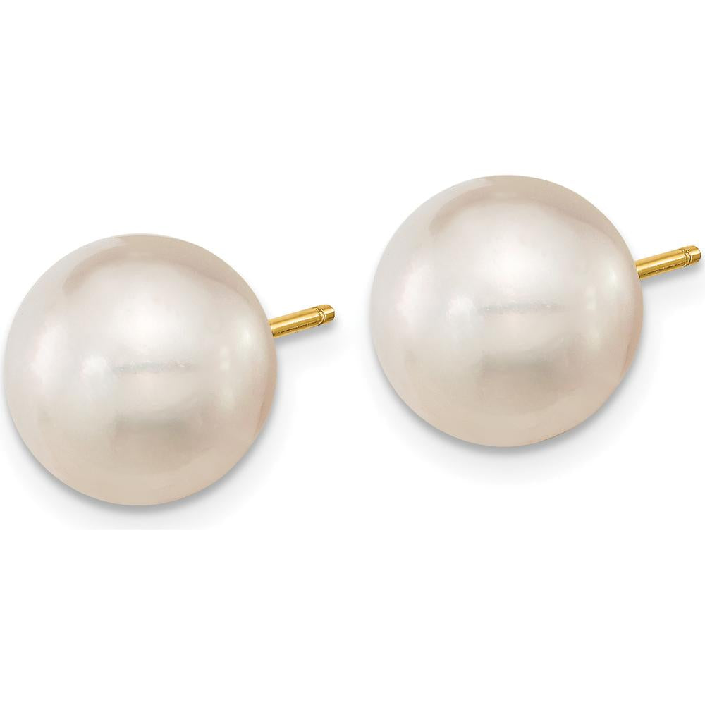 14K Yellow Gold 10-11mm White Round South Sea Saltwater Cultured Pearl Post Earrings by Monteluci Fine Jewelry