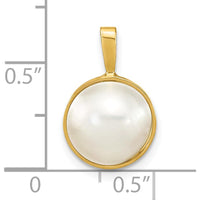 14K Yellow Gold 10-11mm White Saltwater Cultured Mabe Pearl Pendant by Monteluci Fine Jewelry