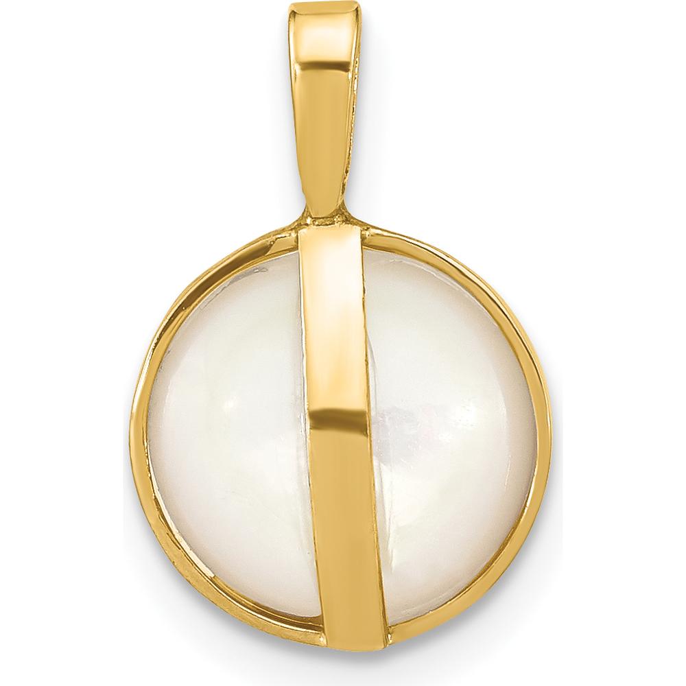 14K Yellow Gold 10-11mm White Saltwater Cultured Mabe Pearl Pendant by Monteluci Fine Jewelry
