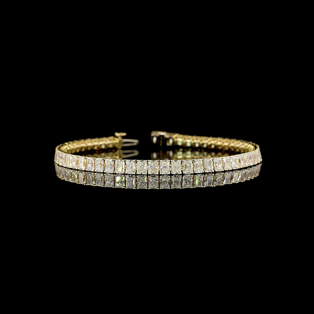 14K Yellow Gold 10.12 Carat Radiant Cut Lab Diamond Tennis Bracelet with E-F VS Clarity and Prong Settings - Covaloro Fine Jewelry