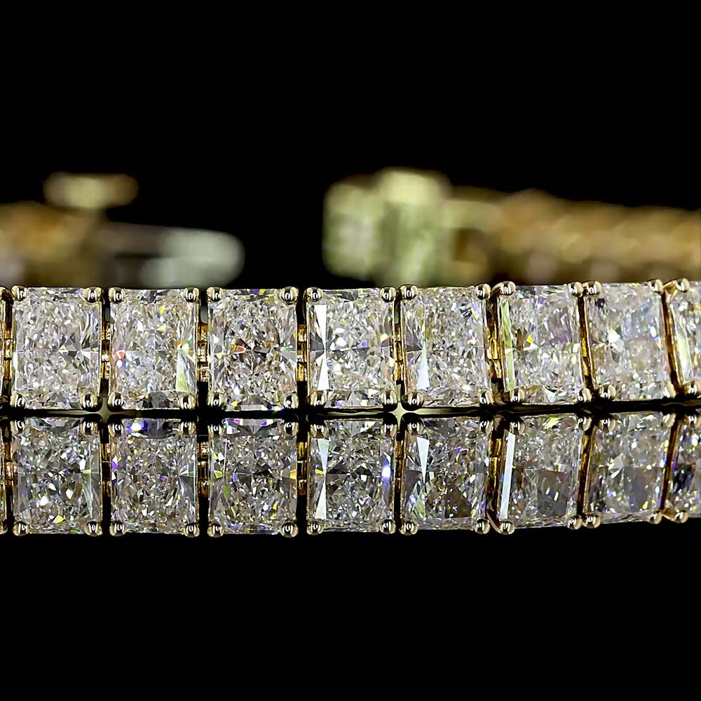 14K Yellow Gold 10.12 Carat Radiant Cut Lab Diamond Tennis Bracelet with E-F VS Clarity and Prong Settings - Covaloro Fine Jewelry