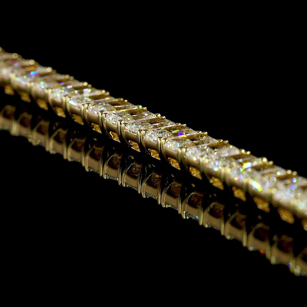 14K Yellow Gold 10.12 Carat Radiant Cut Lab Diamond Tennis Bracelet with E-F VS Clarity and Prong Settings - Covaloro Fine Jewelry
