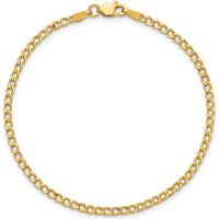 14K Yellow Gold 10" 2.5mm Semi-Solid Curb Anklet with Lobster Clasp by Oro Pregiato