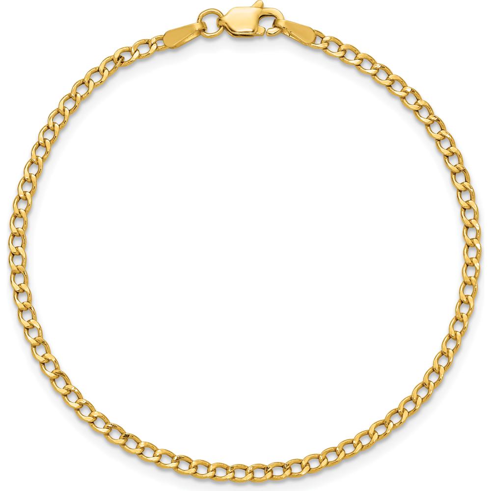 14K Yellow Gold 10" 2.5mm Semi-Solid Curb Anklet with Lobster Clasp by Oro Pregiato