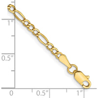 14K Yellow Gold 10" 2.5mm Semi-Solid Figaro Anklet with Lobster Clasp by Oro Pregiato
