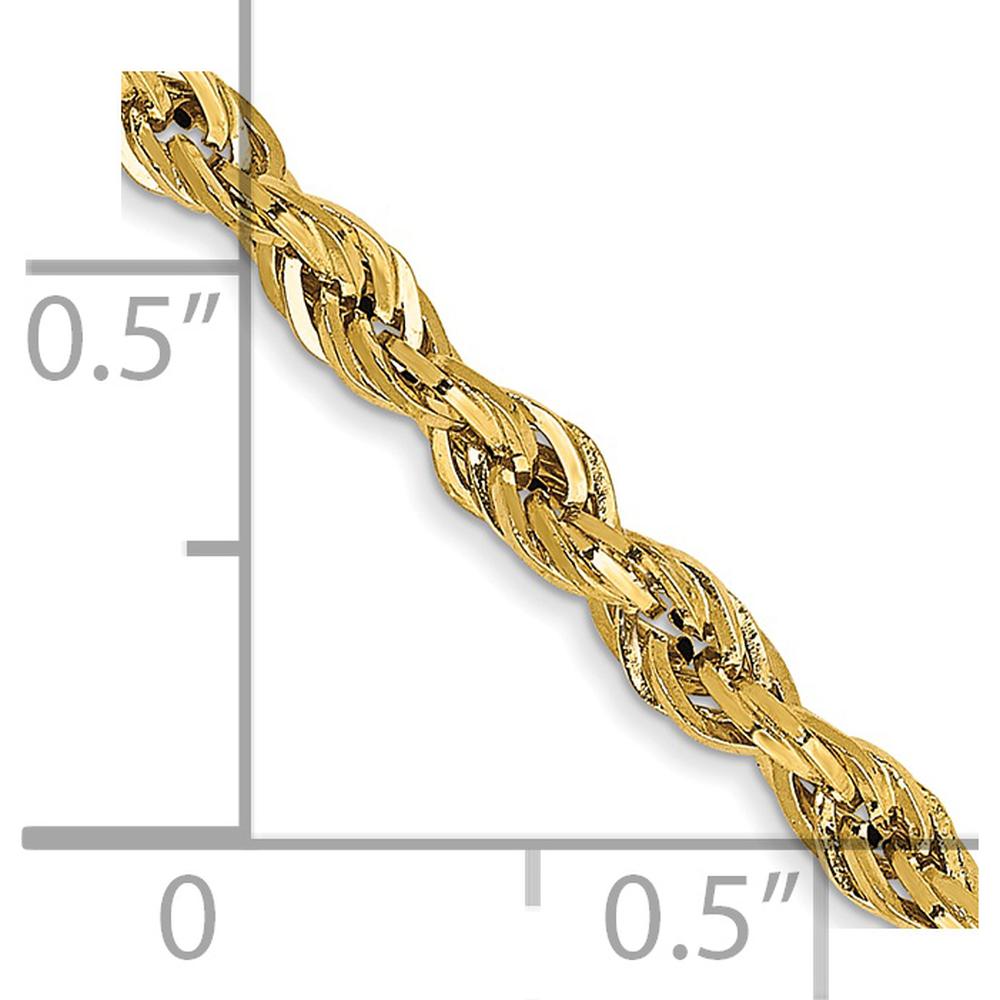14K Yellow Gold 10" 2.8mm Semi-Solid Rope Chain Anklet with Lobster Clasp by Oro Pregiato
