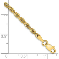 14K Yellow Gold 10" 2.8mm Semi-Solid Rope Chain Anklet with Lobster Clasp by Oro Pregiato
