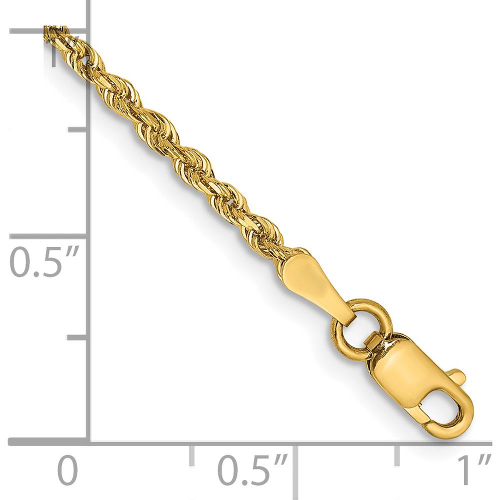 14K Yellow Gold 10" 2mm Diamond-Cut Quadruple Rope Anklet with Lobster Clasp by Oro Pregiato