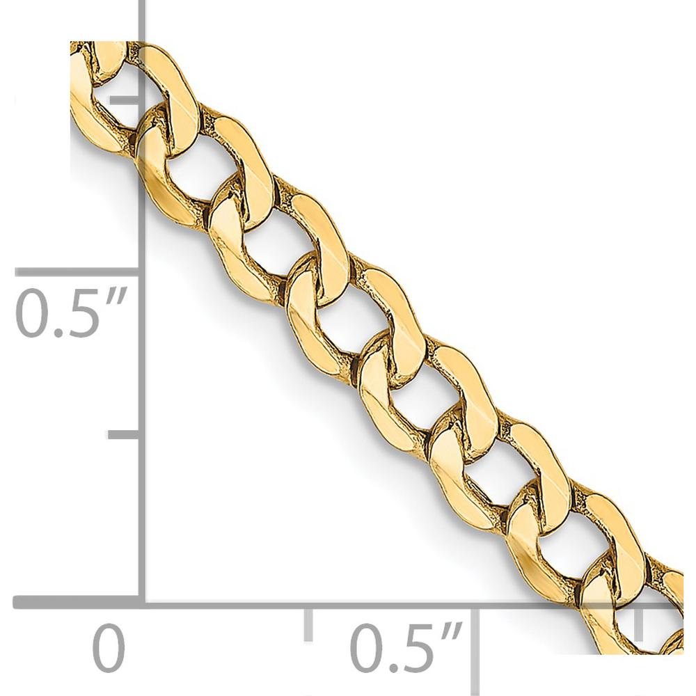 14K Yellow Gold 10" 4.3mm Semi-Solid Curb Anklet with Lobster Clasp by Oro Pregiato