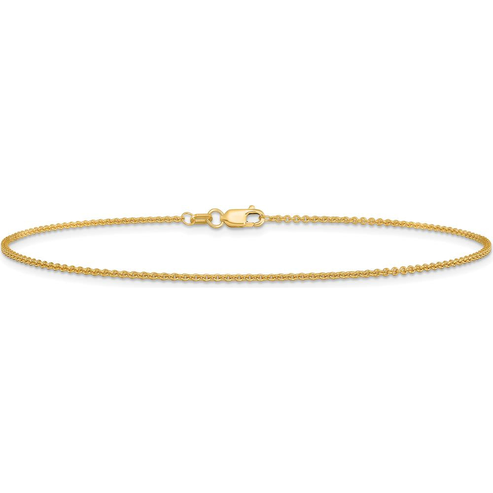 14K Yellow Gold 10" Cable Link Anklet with Lobster Clasp by Oro Pregiato
