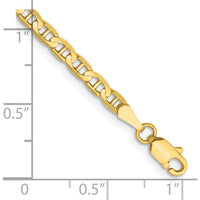 14K Yellow Gold 10" Concave Anchor Chain Anklet - 3mm Width by Oro Pregiato