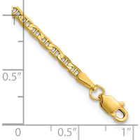 14K Yellow Gold 10" Concave Anchor Chain Anklet - Polished Finish by Oro Pregiato