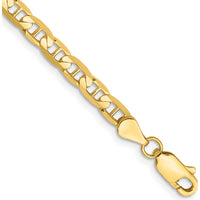 14K Yellow Gold 10" Concave Anchor Chain Anklet with Lobster Clasp by Oro Pregiato