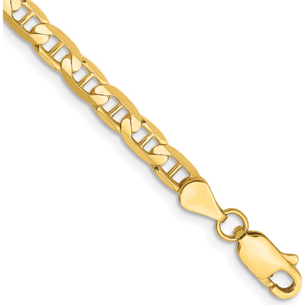 14K Yellow Gold 10" Concave Anchor Chain Anklet with Lobster Clasp by Oro Pregiato
