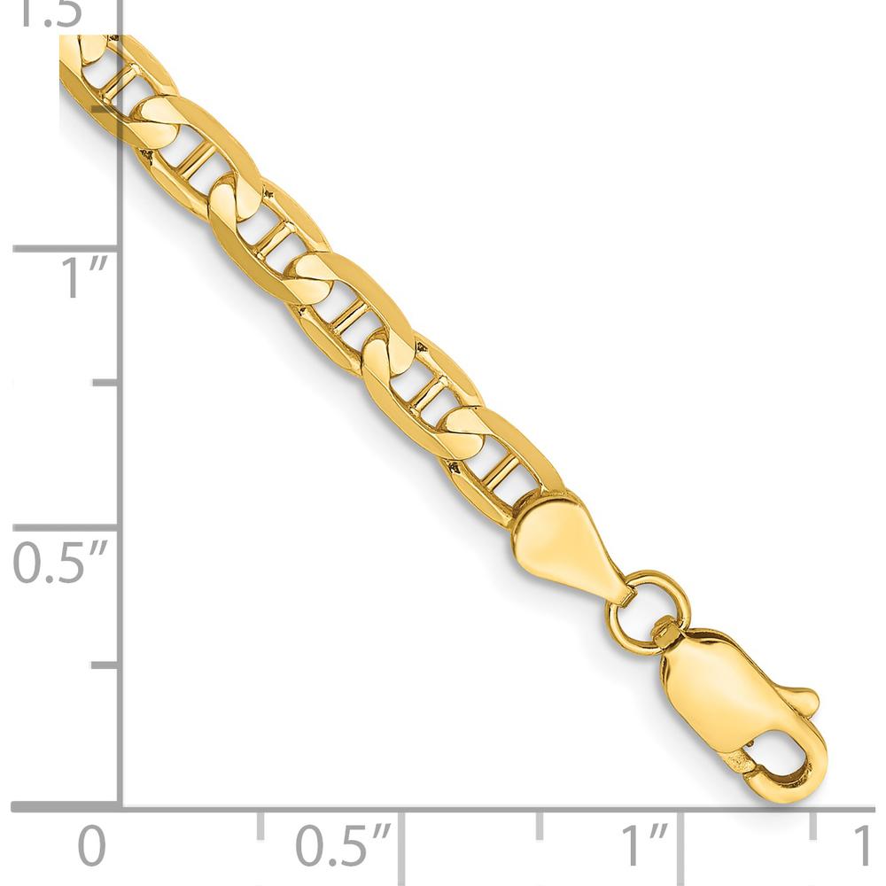 14K Yellow Gold 10" Concave Anchor Chain Anklet with Lobster Clasp by Oro Pregiato