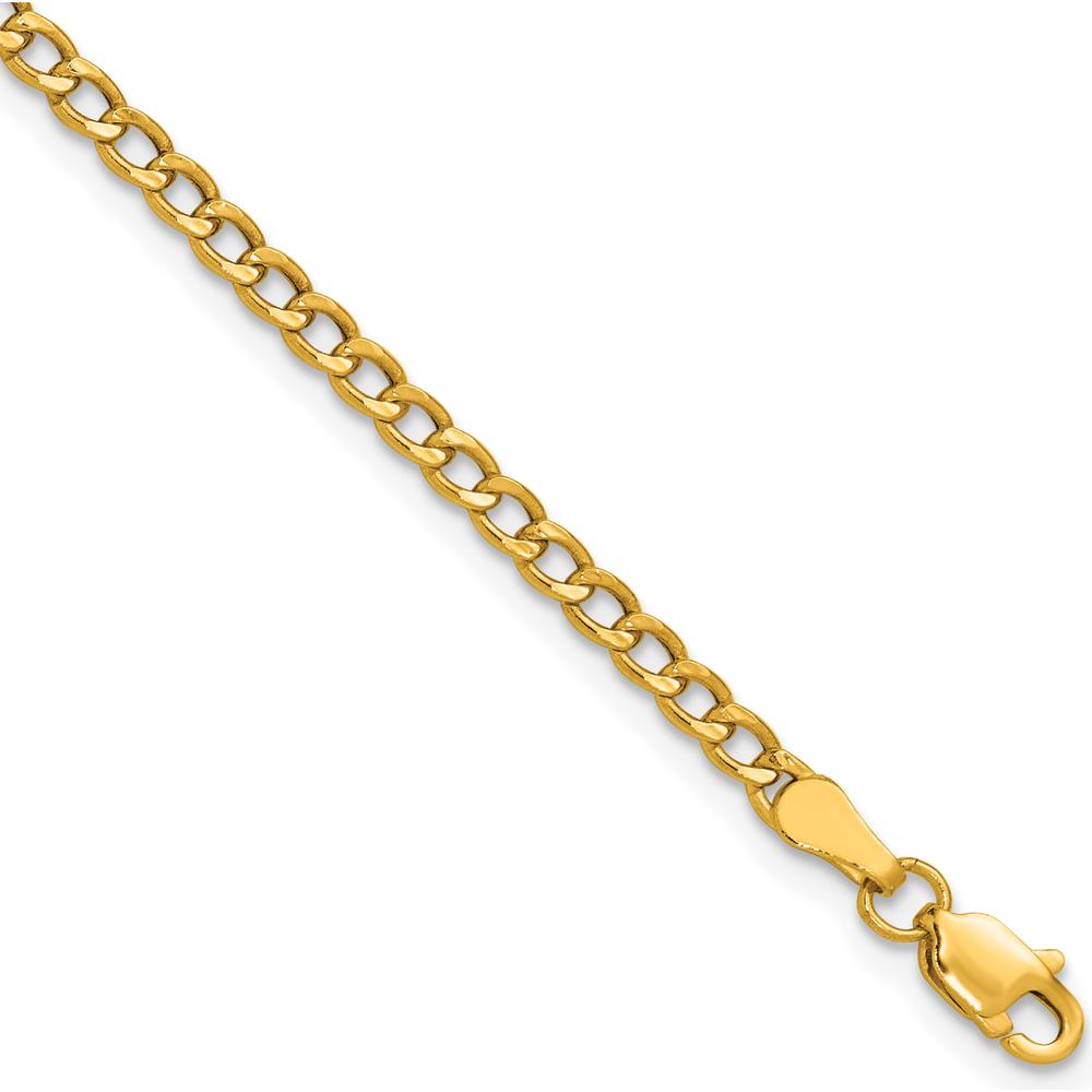 14K Yellow Gold 10" Curb Anklet with Lobster Clasp - Lightweight and Polished Finish by Oro Pregiato