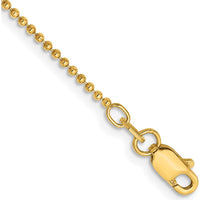 14K Yellow Gold 10" Diamond-Cut Beaded Anklet with Lobster Clasp by Oro Pregiato