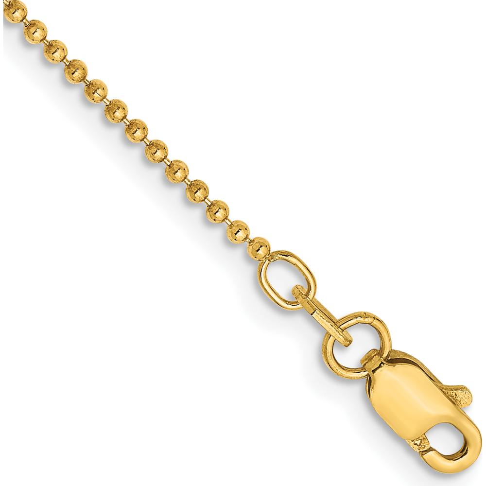 14K Yellow Gold 10" Diamond-Cut Beaded Anklet with Lobster Clasp by Oro Pregiato