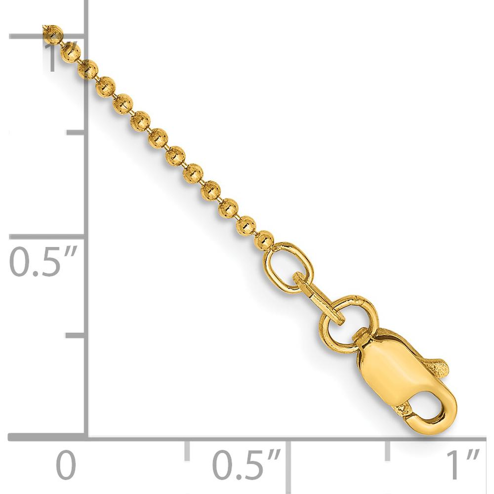 14K Yellow Gold 10" Diamond-Cut Beaded Anklet with Lobster Clasp by Oro Pregiato