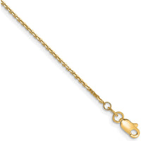 14K Yellow Gold 10" Diamond-Cut Cable Chain Anklet by Oro Pregiato