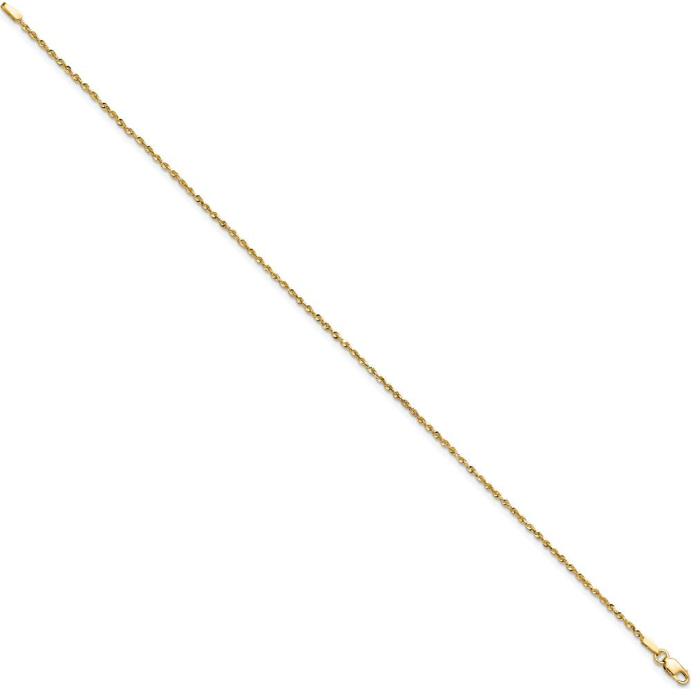 14K Yellow Gold 10" Diamond-Cut Rope Anklet with Lobster Clasp by Oro Pregiato