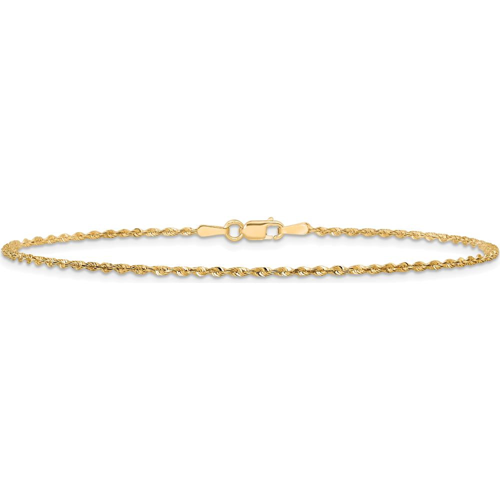14K Yellow Gold 10" Diamond-Cut Rope Anklet with Lobster Clasp by Oro Pregiato