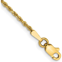 14K Yellow Gold 10" Diamond-Cut Rope Chain Anklet with Lobster Clasp - 1.5mm